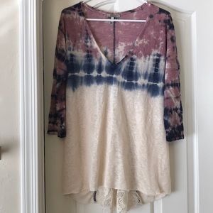 Buckle Gimmicks tunic tie-dye top with Lacey back